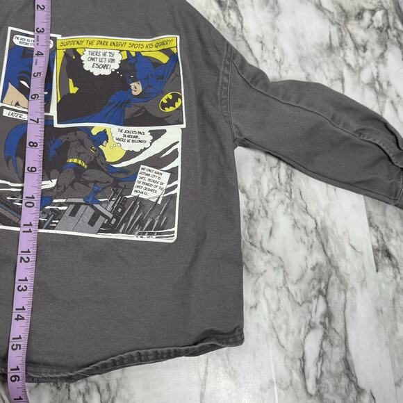 Toddler Boys Batman Shacket Snap Front Shirt Jacket Dark Night Comic DC Gray 3T - Picture 5 of 6